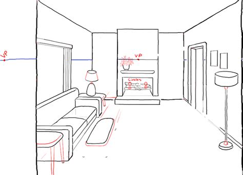 living room drawing|How to draw a living room .